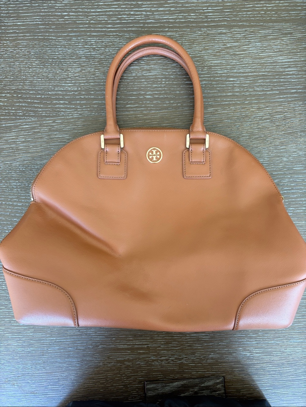 Tory Burch Tan Leather Dome Satchel